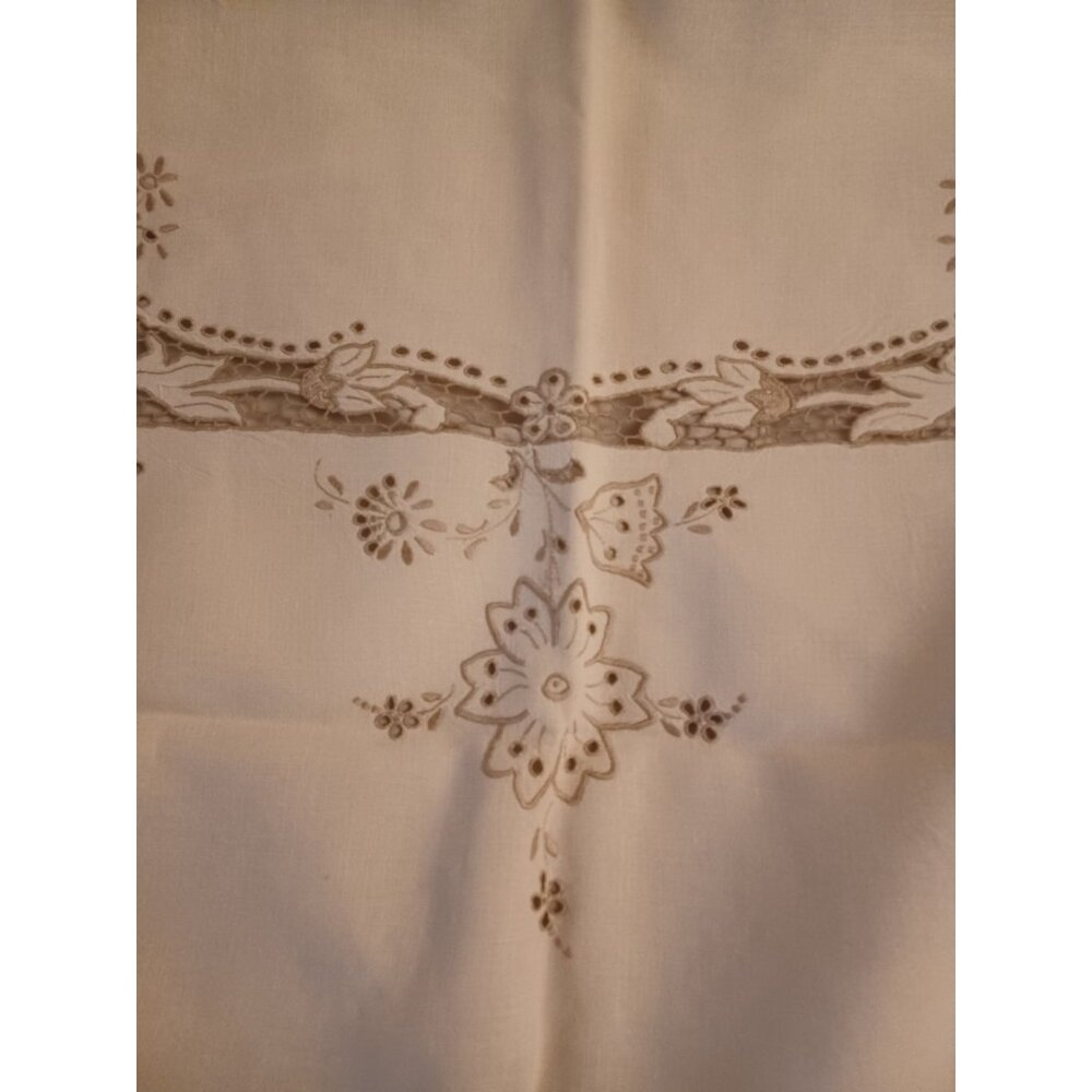 NOS Vintage Madeira Daisy Floral Cutwork Tablecloth Set With Delicate Embroidery - Picture 9 of 14